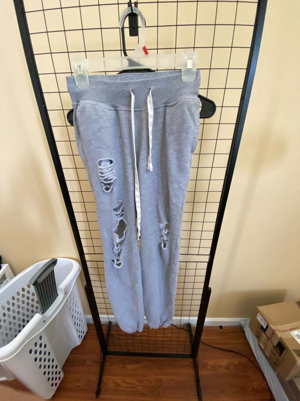 JLuxLabel Distressed Heather Grey Joggers with Drawstring Waist